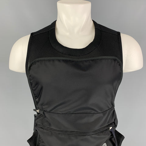 POLIQUANT Taille S/M Gilet à dos en polyester en maille noire