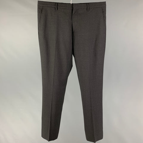 BURBERRY LONDON Size 34 Charcoal Virgin Wool Flat Front Dress Pants