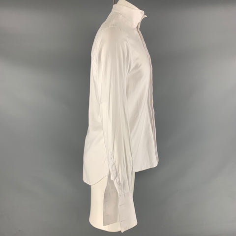 CALVIN KLEIN COLLECTION Size S White Solid Cotton Tuxedo Long Sleeve Shirt