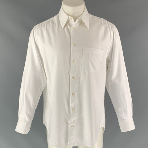 ARMANI COLLEZIONI Size M Solid Button Up White Cotton Long Sleeve Shirt