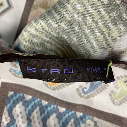 ETRO Brown Multi-Color Mixed Patterns Pocket Square