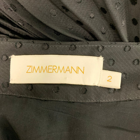 ZIMMERMANN Size 2 Black Viscose Polyester Dots Asymmetrical Skirt