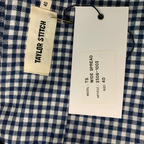 TAYLOR STITCH Size M Navy White Checkered Button Up Long Sleeve Shirt