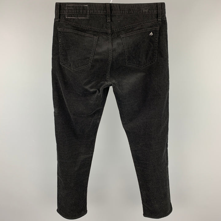 RAG &amp; BONE Talla 31 Pantalones casuales delgados con bragueta de botones de pana negra