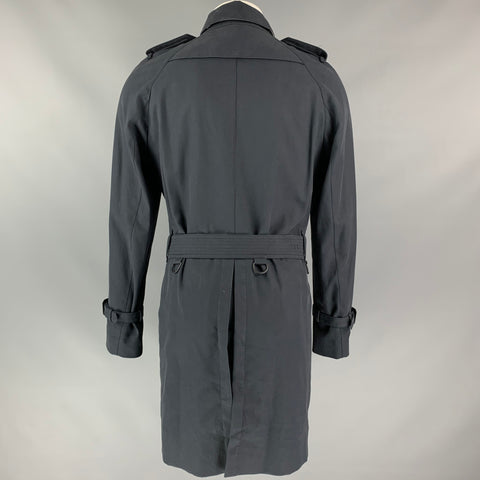 BURBERRY PRORSUM Spring 2015 Size 40 Navy Cotton / Silk Trench Coat