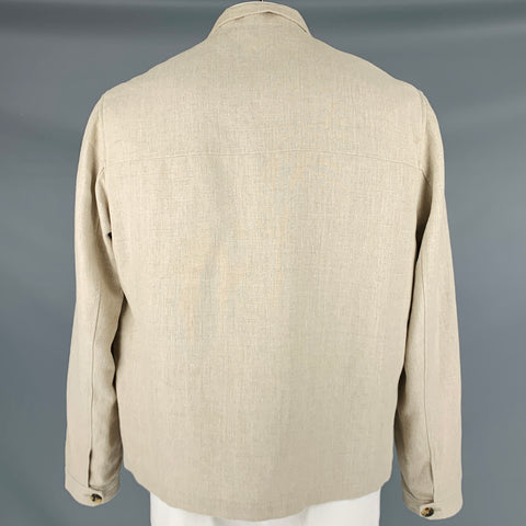 COLE HAAN COLLECTION Size XL Beige Linen Zip Up Jacket