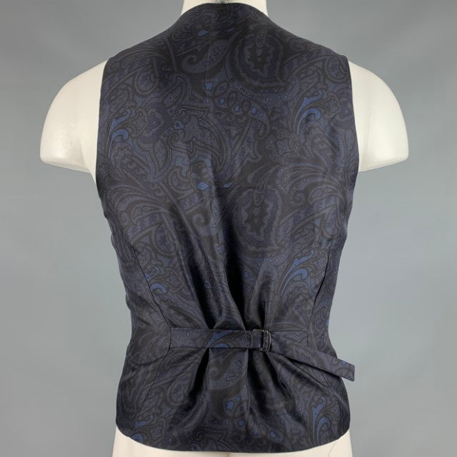 ETRO Size 40 Black Wool Shawl Collar Vest