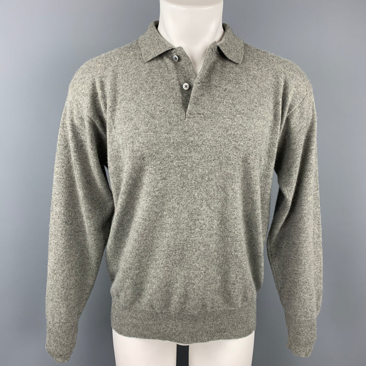 POLO by RALPH LAUREN Size L Grey Heather Knit Cashmere Long Sleeve Pullover