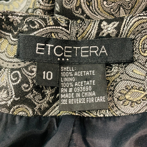ETCETERA Talla 10 Pantalón de vestir recto Paisley de acetato gris negro