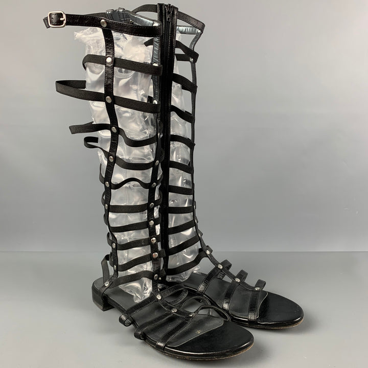 STUART WEITZMAN Size 9 Black Leather Gladiator Sandals