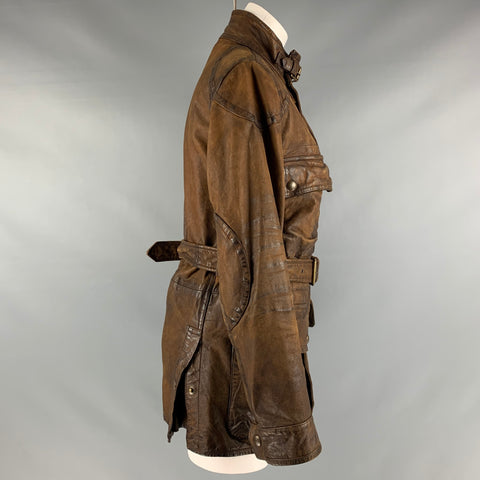RALPH LAUREN Size M Brown Distressed Parka Coat
