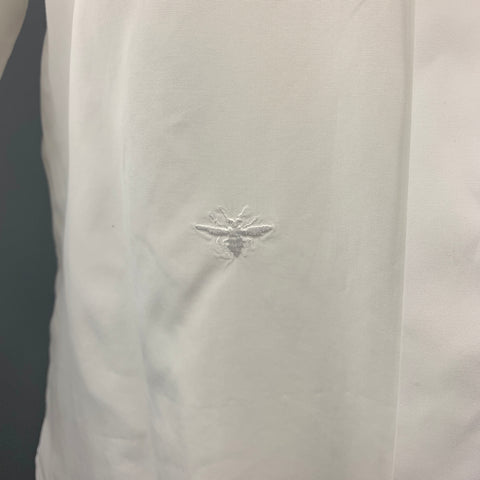 DIOR HOMME Bee Taille L Chemise à manches longues en coton blanc avec boutons cachés