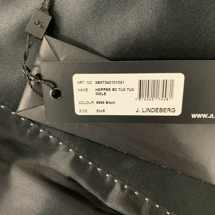 J. LINDEBERG Size 40 Black Solid Cotton Shawl Collar Sport Coat