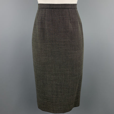 MAX MARA Size 8 Black Woven Virgin Wool Blend Pencil Skirt Suit