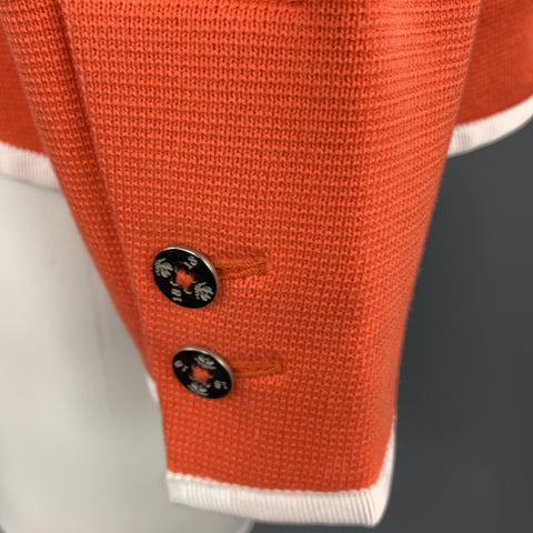 BLACK FLEECE Size 38 Orange Cotton Knit White Contrast Piping Sport Coat