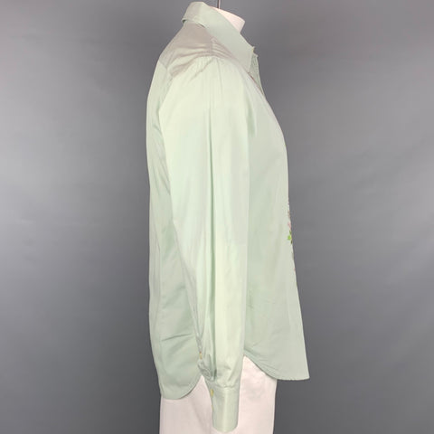 PS by PAUL SMITH Taille L Chemise à manches longues boutonnée en coton brodé pistache