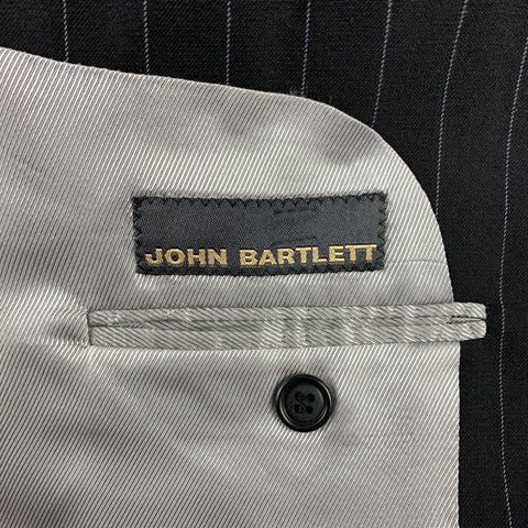 JOHN BARTLETT Talla 40 Traje regular negro con solapa de muesca de lana a rayas