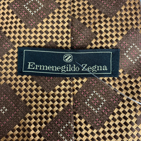 ERMENEGILDO ZEGNA Brown Woven Silk Tie