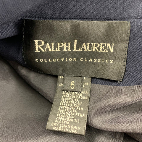 RALPH LAUREN Size 6 Navy Wool Double Breasted Coat