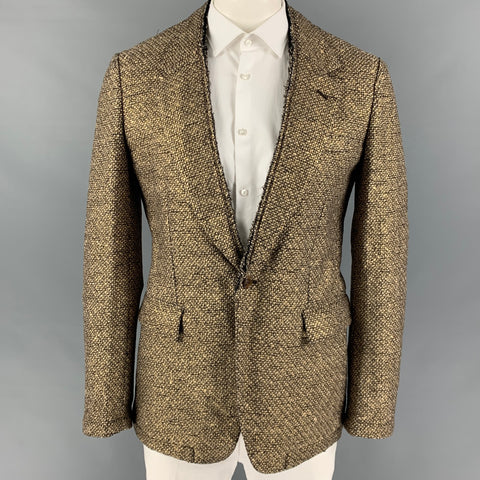 COMME des GARCONS HOMME PLUS Size L Gold Brown Woven Wool Nylon Sport Coat