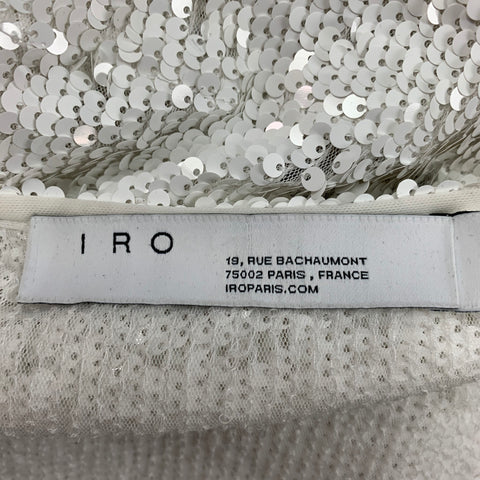 IRO Size S White Nylon Sequined V-Neck Dress Top