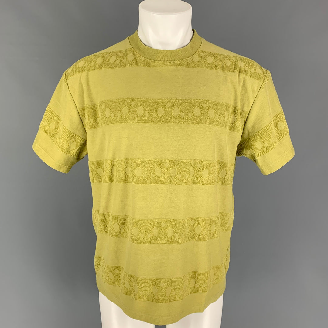 BRAIN DEAD Size M Olive Textured Cotton Polyester Crew-Neck T-shirt