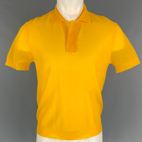 CALVIN KLEIN COLLECTION Size M Yellow Metallic Polyamide Buttoned Polo