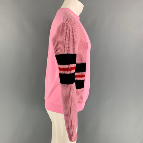 MSGM Jersey de cuello redondo de algodón de punto rosa y negro talla S