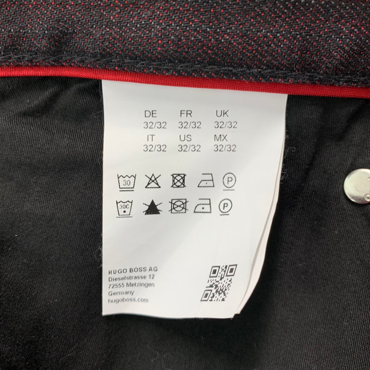 HUGO BOSS Talla 32 Vaqueros de poliuretano de algodón negro burdeos
