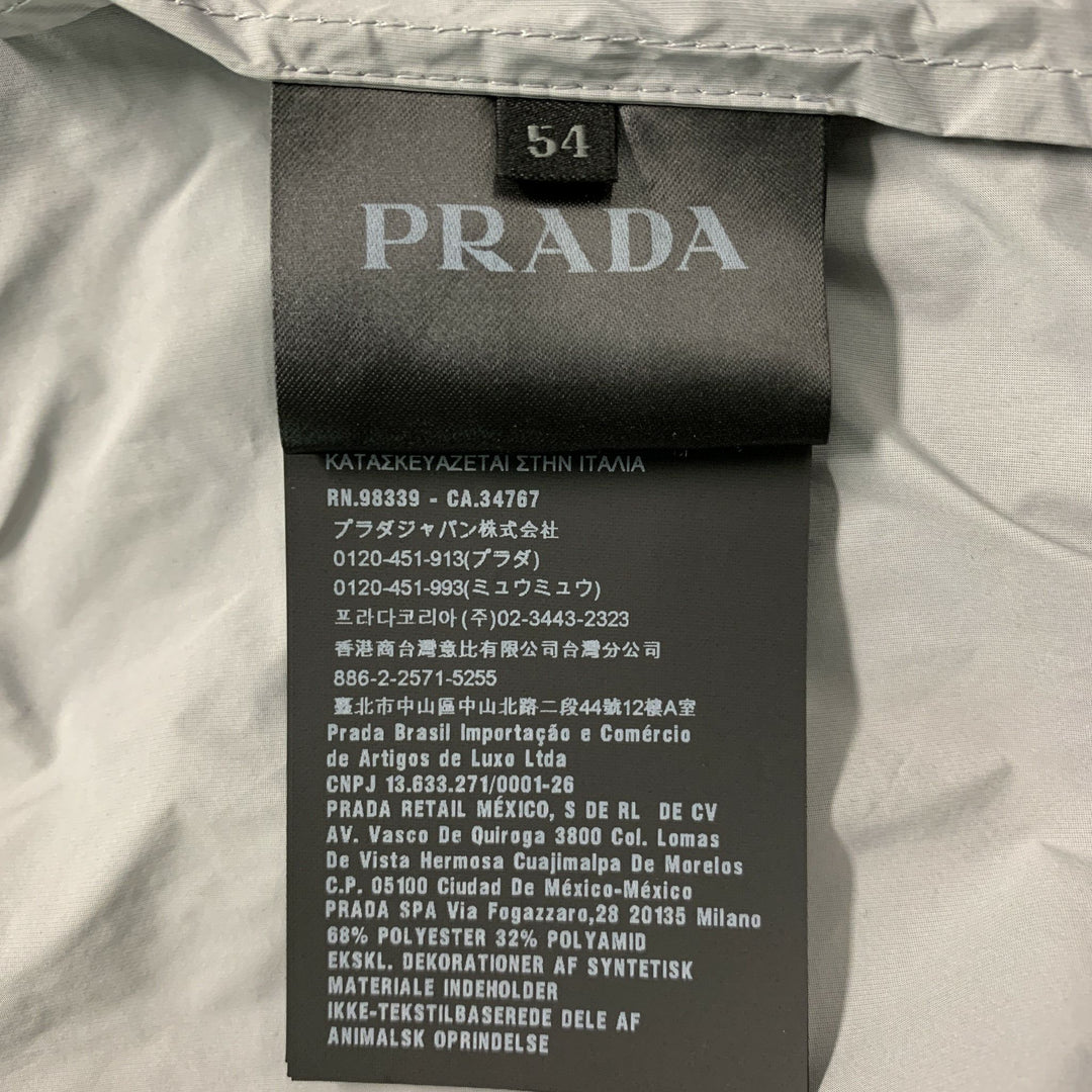 PRADA Size 44 Size 44 Grey Solid Polyester & Polyamide Windbreaker Jacket