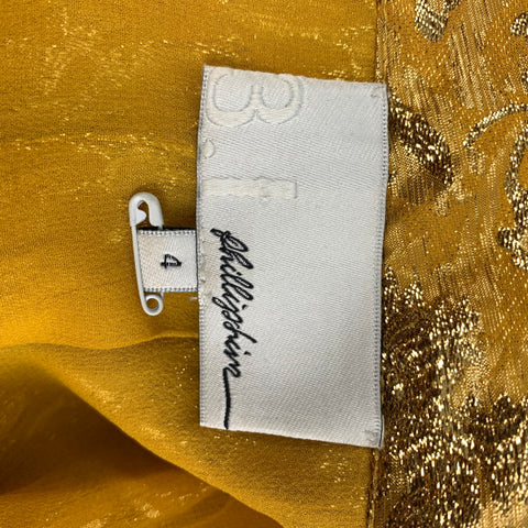 3.1 PHILLIP LIM Size 4 Gold Metallic Lurex / Silk Mini Skirt