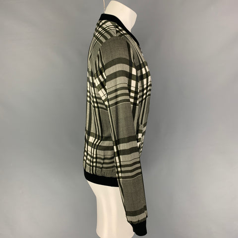 DOLCE & GABBANA Size S Olive Green Plaid Viscose Cotton Bomber Jacket