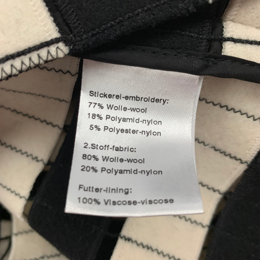 AKRIS Size 6 Black White Wool Blend Stripe Cutout Jacket
