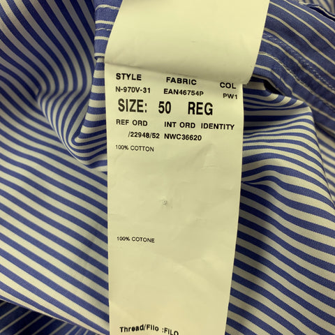 WOOSTER + LARDINI Size 40 Blue & White Two Toned Cotton Sport Coat