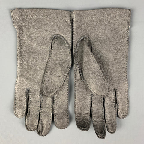 SHALIMAR Size 7 Grey Leather Gloves