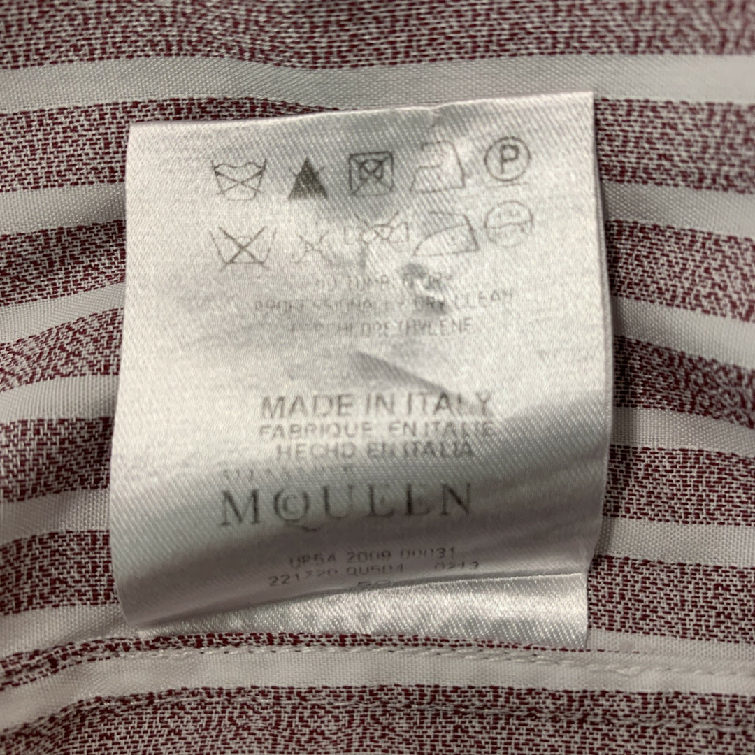 ALEXANDER MCQUEEN Size 40 Burgundy &  White Stripe Cotton Long Sleeve Shirt