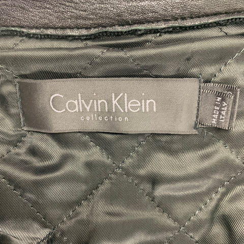 CALVIN KLEIN COLLECTION Size 38 Black Leather Motorcycle Jacket