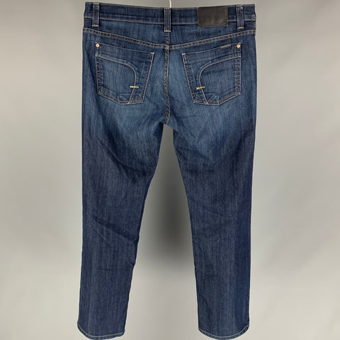 FIDELITY Talla 36 Jeans rectos de algodón / poliéster azul