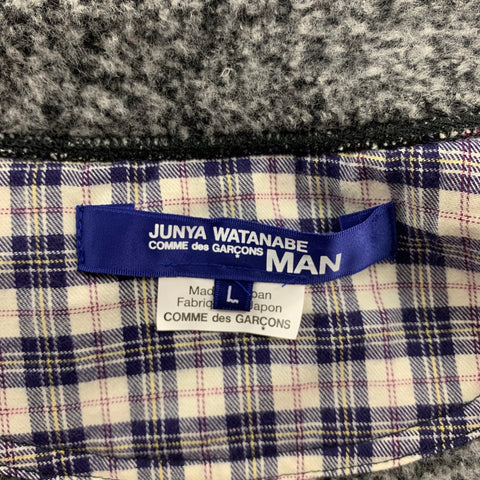 JUNYA WATANABE Size L Grey & Black Heather Wool / Nylon Buttoned Cardigan