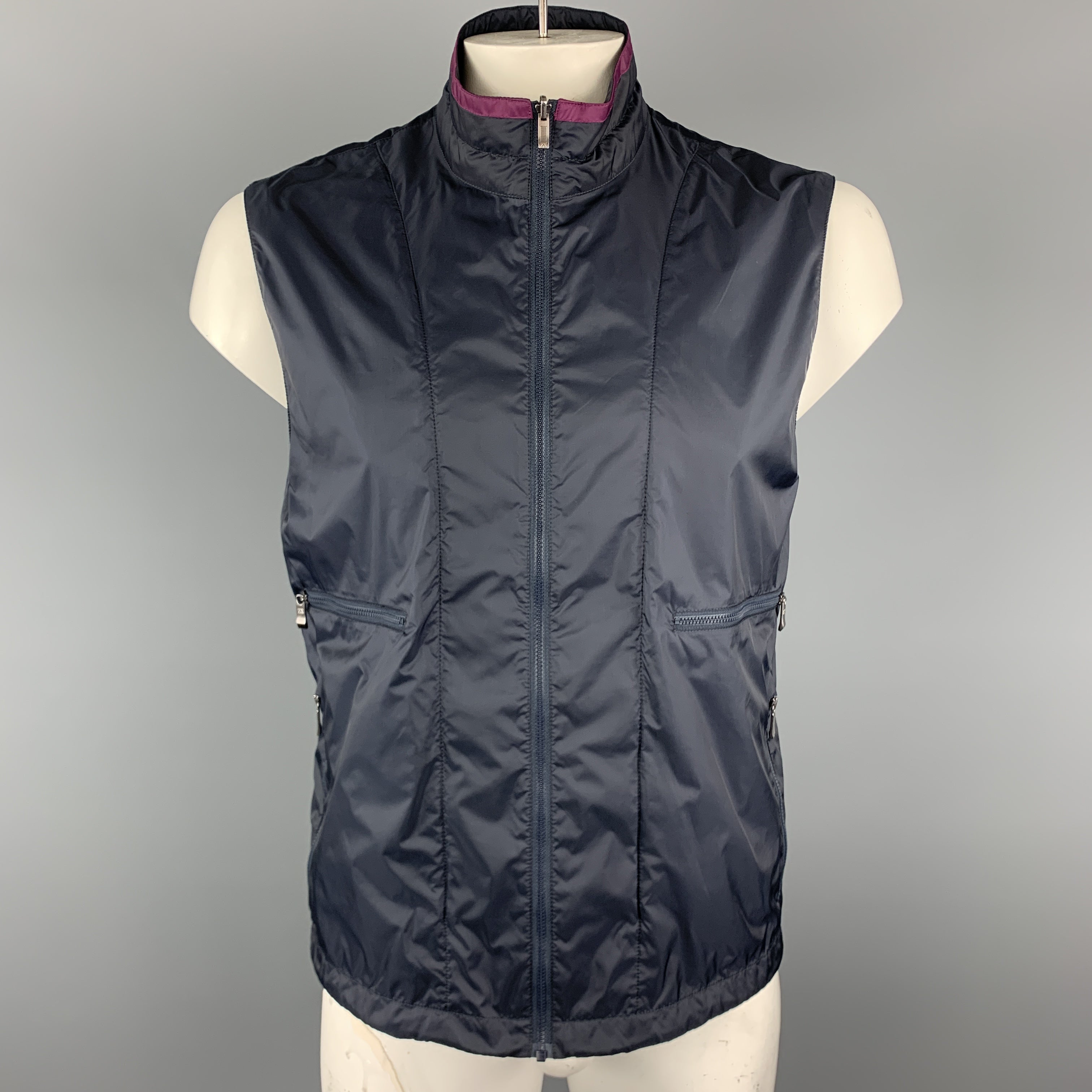 Z ZEGNA SPORT Size L Navy Waterproof Layered Military Jacket Z ZEGNA SPORT Size L Navy Waterproof Layered Military Jacket