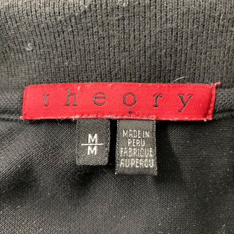 THEORY Size M Black Solid Cotton Polo