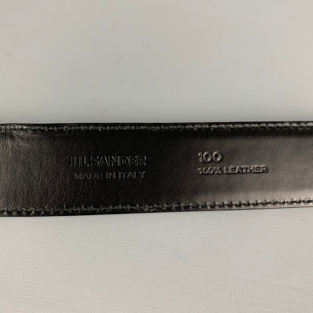 JIL SANDER Size L Black Textured Leather Belt