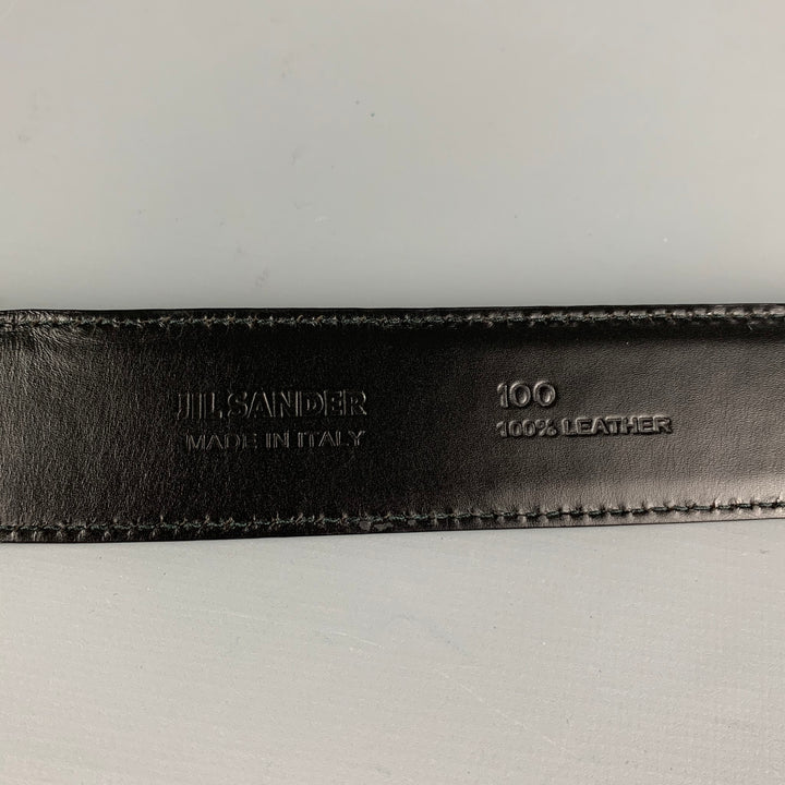 JIL SANDER Size L Black Textured Leather Belt
