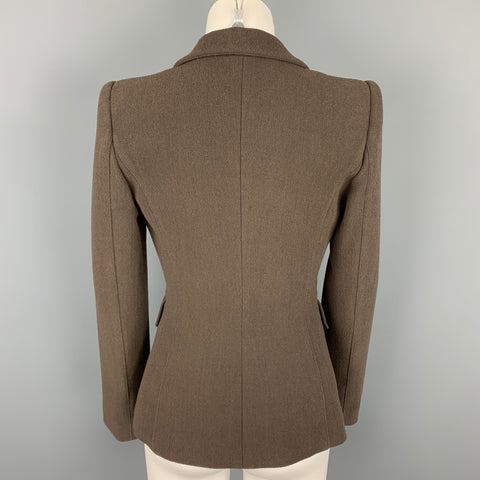 GIORGIO ARMANI Size 0 Brown Crepe Wool Blend Peak Lapel Jacket Blazer