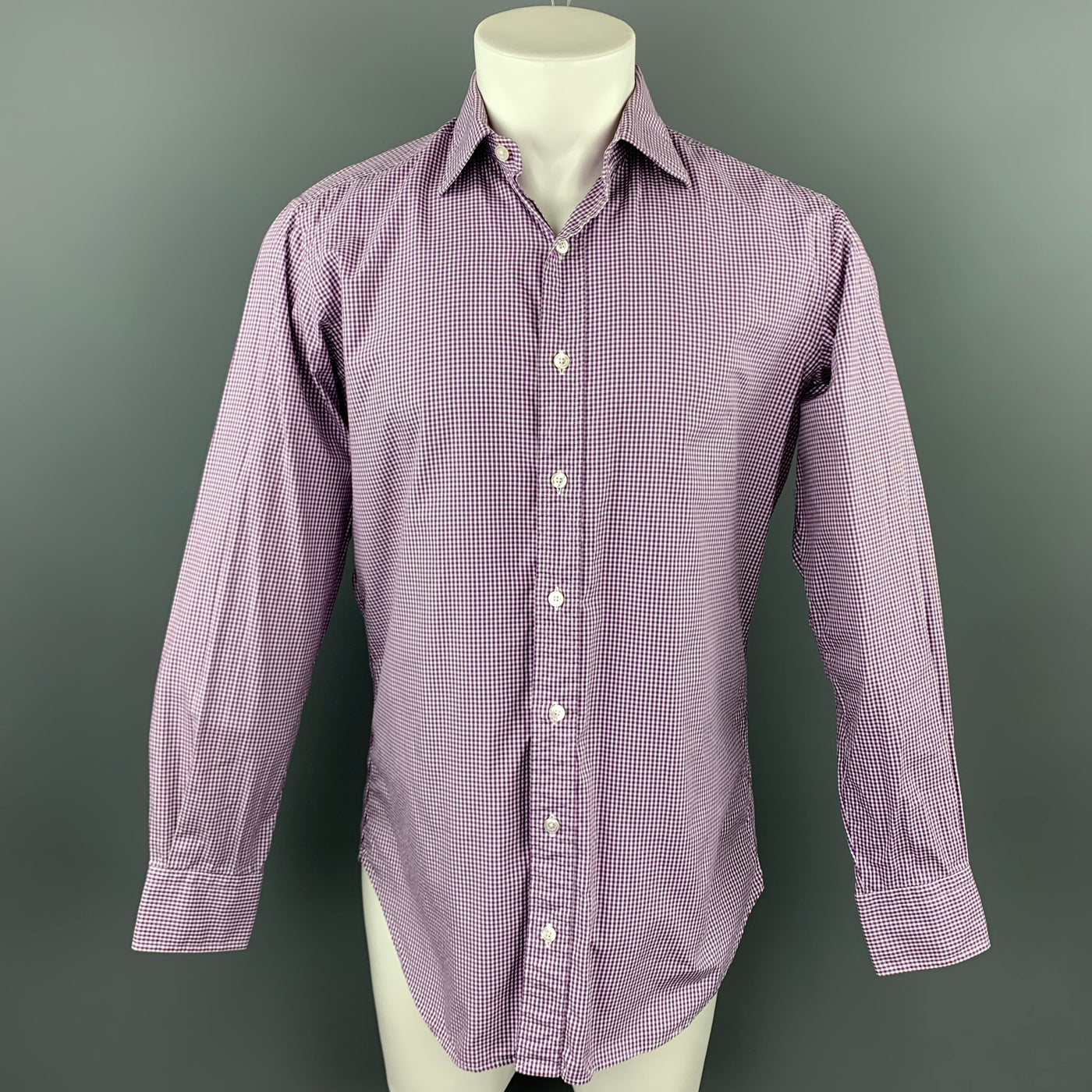 HAMILTON Size S Lavender Gingham Cotton Classic Long Sleeve Shirt