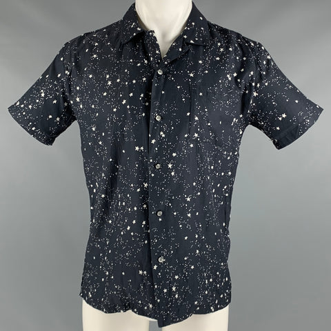 DOUBLE RAINBOUU Taille XS Chemise à manches courtes en coton étoiles blanches noires