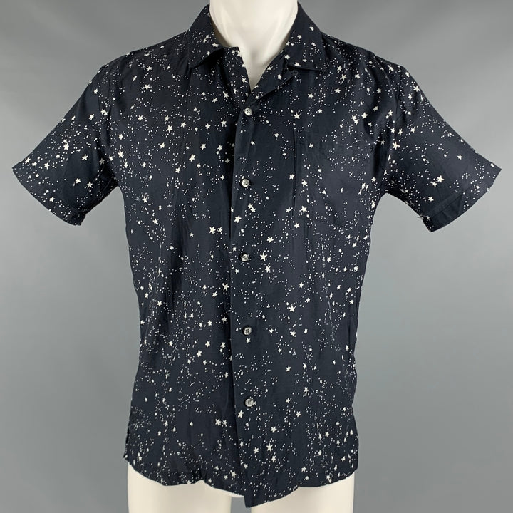DOUBLE RAINBOUU Size XS Black White Stars Cotton Short Sleeve Shirt