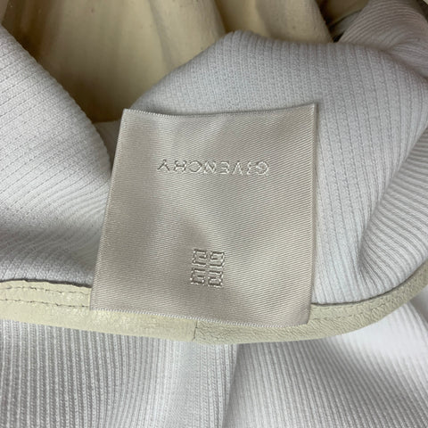 GIVENCHY Taille XS Haut sans manches côtelé à panneau d'agneau en cuir crème