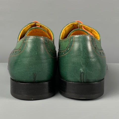 UNDANDY Chaussures à lacets en cuir perforé vert taille 10