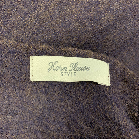 HORN PLEASE Eggplant Grey Brown Knitted Color Block Scarf